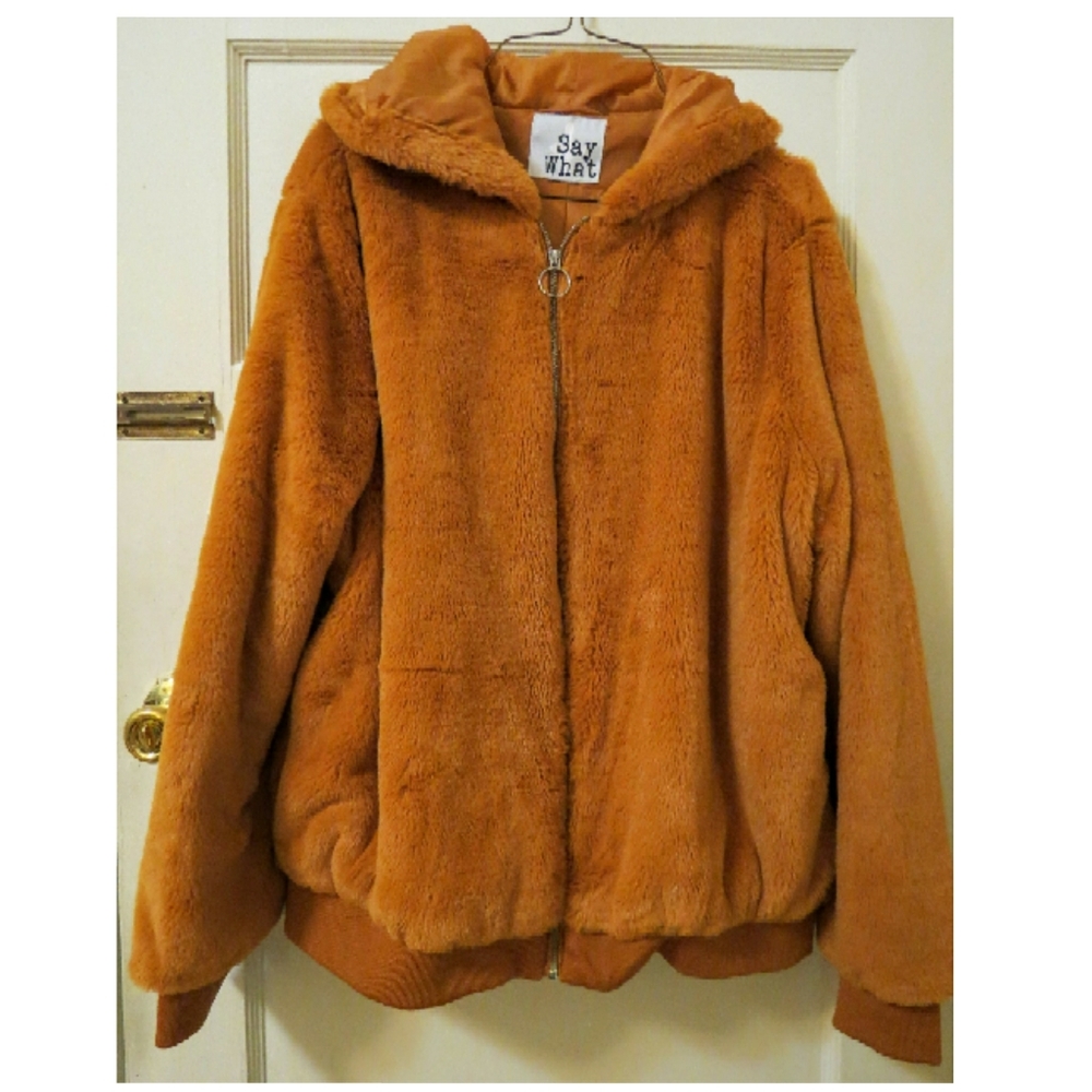 Faux fur plus size jacket